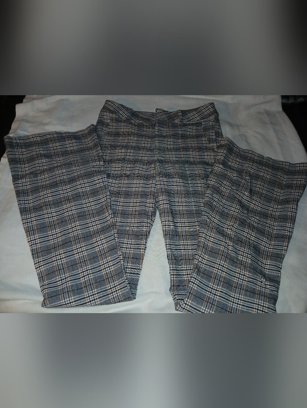 Pre-loved Girl's Plaid Dress Pants in Gray and Black with Tan Accents